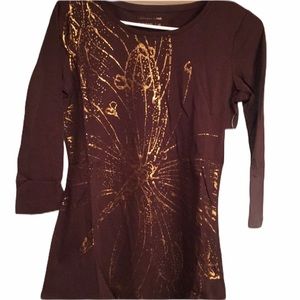 NWT Coldwater creek brown butterfly top CSU